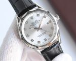 Rolex Datejust 40mm 316L Steel Calfskin Leather Strap White Watch